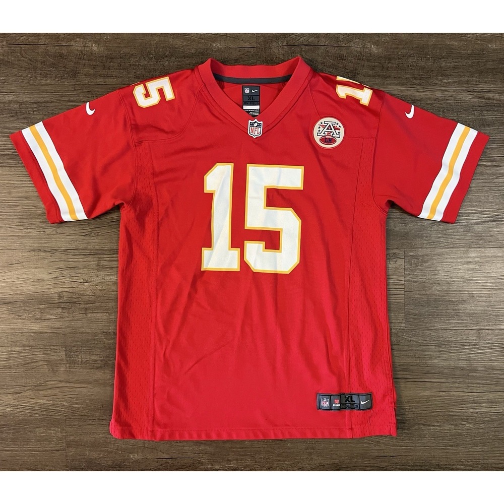 Nike NFL Kansas City Chiefs Patrick Mahomes #15 Boy's Jersey Red Size XL H7